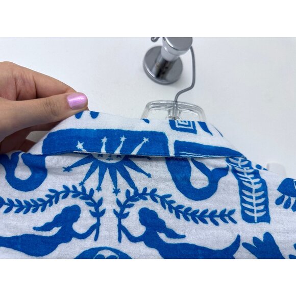 NWT Johnny Was Acantha Easy Set Camp Shirt Calliope Blue Greek Mermaid XS - Picture 8 of 10